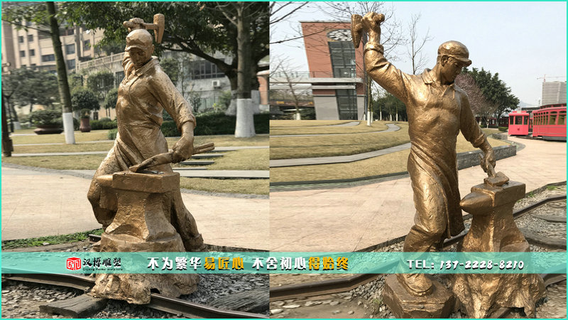 打鐵人物銅雕,人物雕像定制,城市雕塑