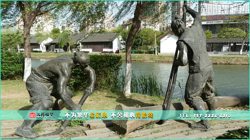 古人物銅雕,勞動景觀雕塑,步行街擺件